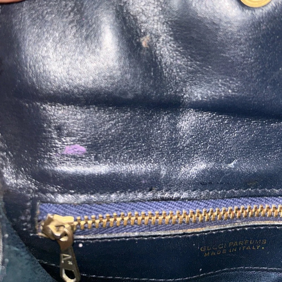 Gucci Web Navy Sherry Line GG Coated Canvas Clutch - Picture 9 of 13